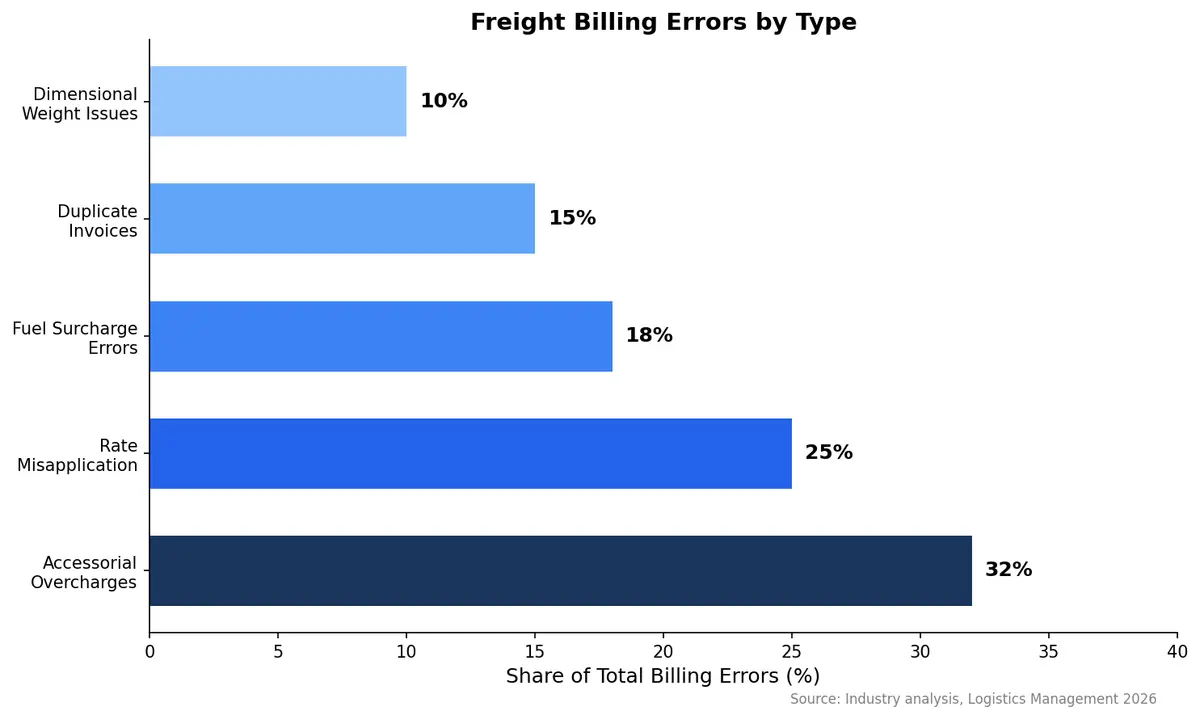Freight billing error rates by type