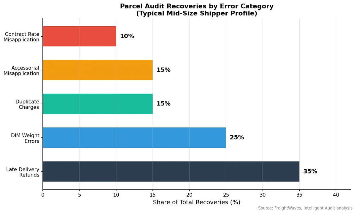 Parcel audit recovery rates by error type