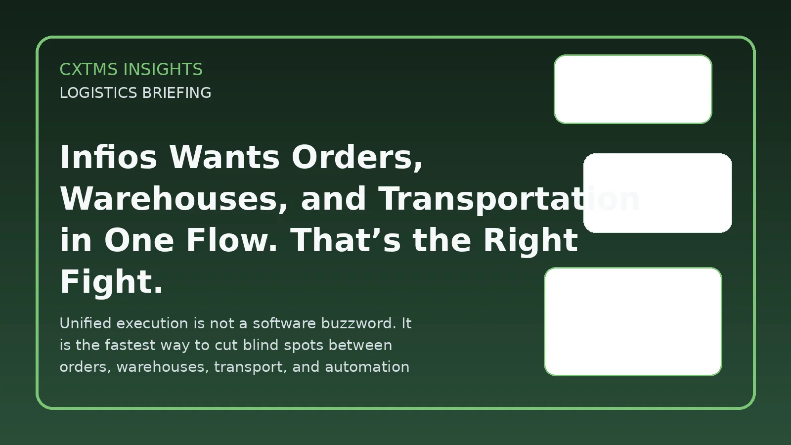 Infios Wants Orders, Warehouses, and Transportation in One Flow. That’s the Right Fight.