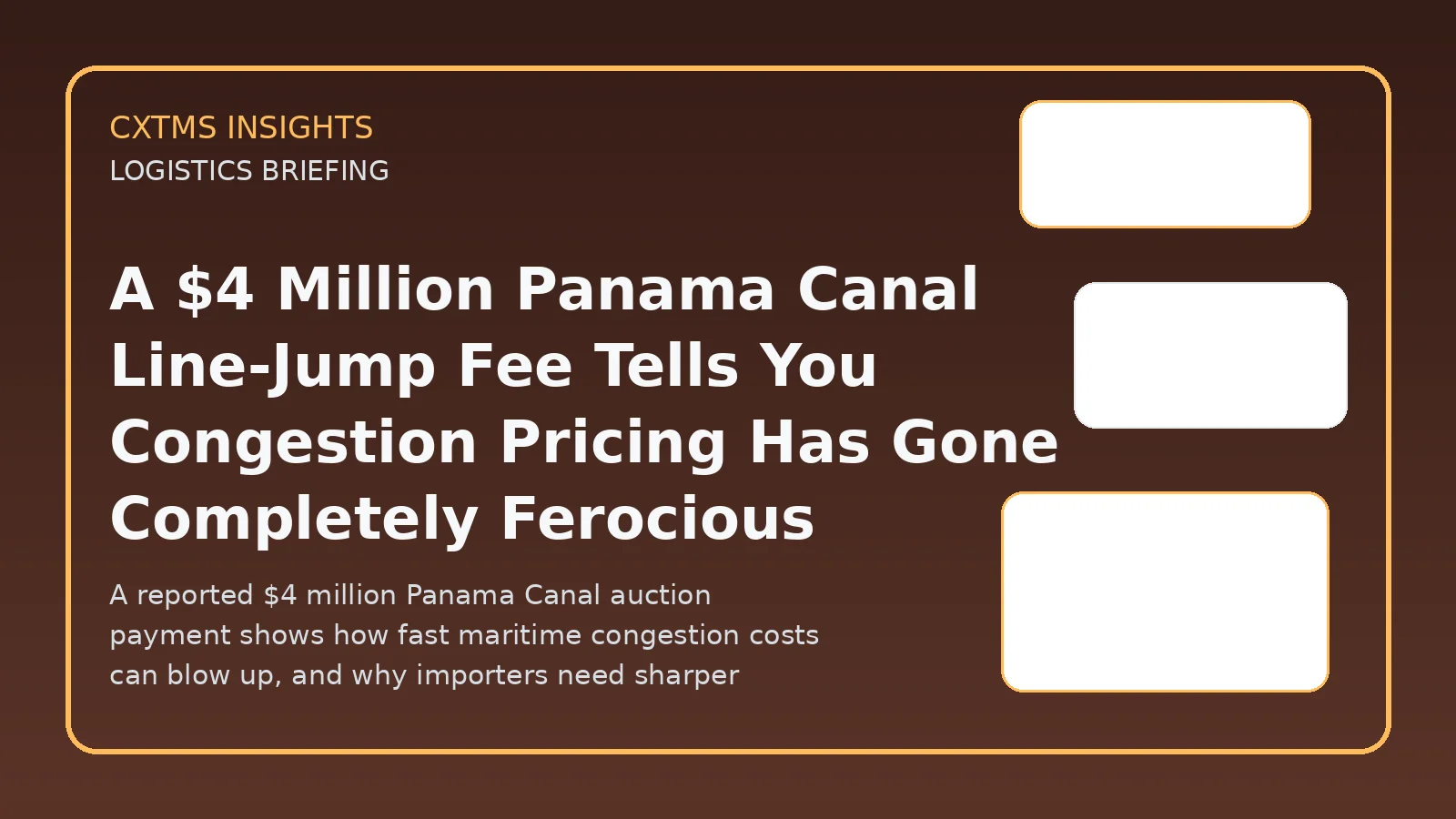 A $4 Million Panama Canal Line-Jump Fee Tells You Congestion Pricing Has Gone Completely Ferocious